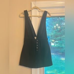 Black corduroy Vestique jumper style mini dress